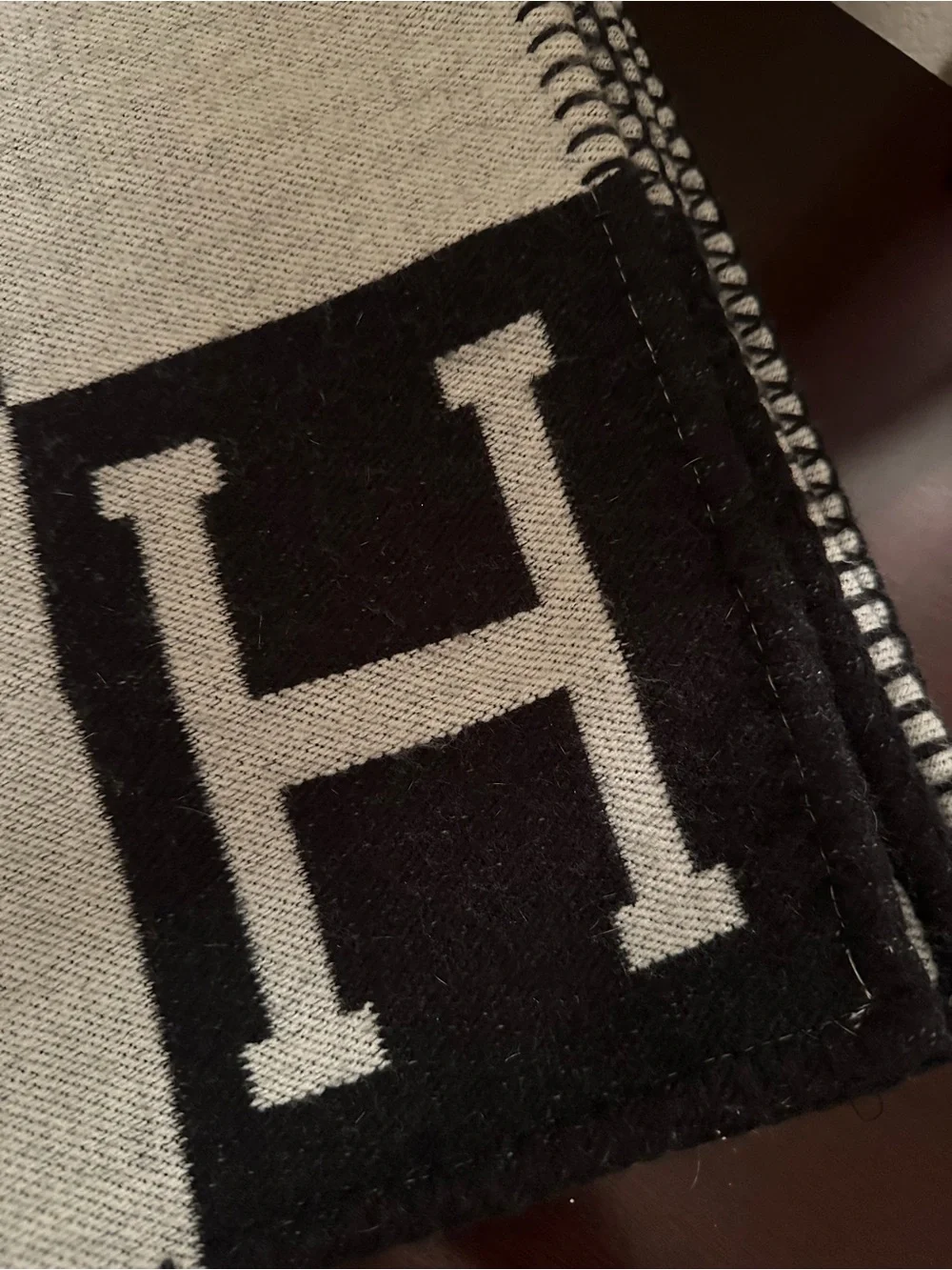 Black & Cream H Logo Throw Blanket